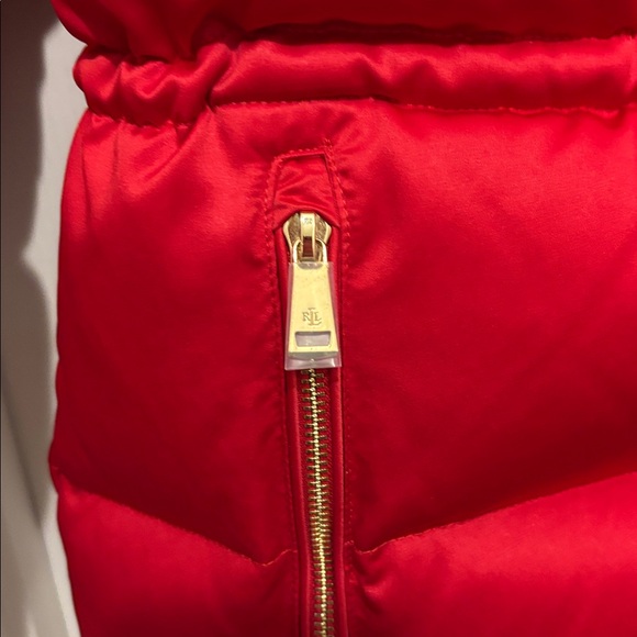 Ralph Lauren Womens Jacket Red L Satin Down Puffer Lipstick Winter - Picture 5 of 10